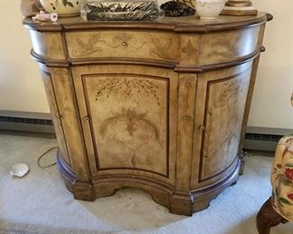 Italian handpainted serpentine console cabinet