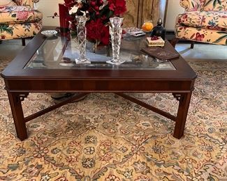 Chinese Chippendale style coffee table/glass  insert top