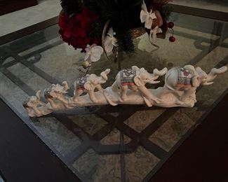 Porcelain elephant family