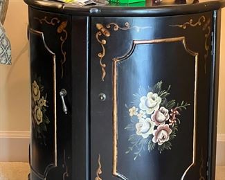 Black painted round storage chest
