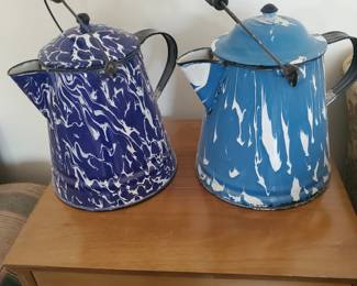 Excellent condition granite coffee pots!