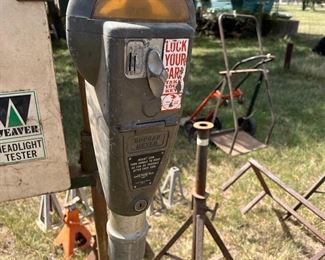 Vintage parking meter on a stand