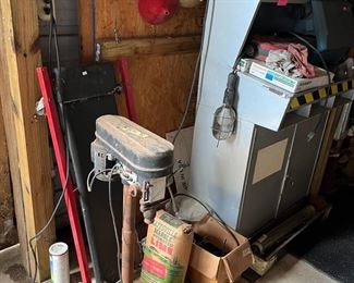 drill press, welding masks