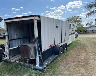 Long horse trailer converted to Barbeque trailer