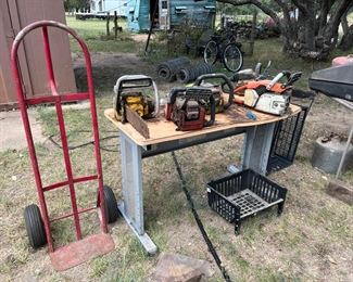 2 wheel dolly and chainsaws