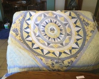 Vintage Beautiful Queen Size Handmade Quilt