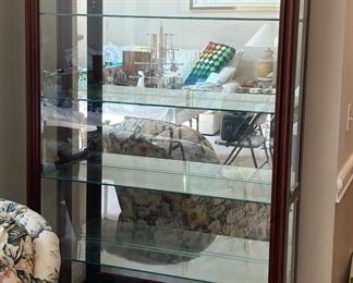  Beautiful wood display cabinet with 4 glass shelves. 