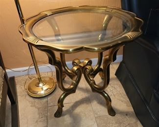 Brass & glass side table-$150
