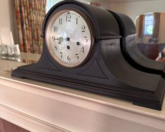 Antique Seth Thomas mantle clock, no minute hand, is wound tightly and chimes occasionally when the pendulum is balanced well 10"H x 20"W x 6"D