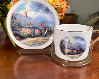 Thomas Kinkade Moonlight Cottage coffee cup and saucer