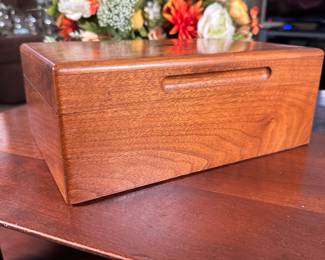 Humidor with cigar cutters, felted base,  4"H x 13"W x 9"D