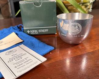 Kirk Stieff pewter Jefferson Cup - Governor & Mrs. Arch A. Moore, Jr. & State of West Virginia seal