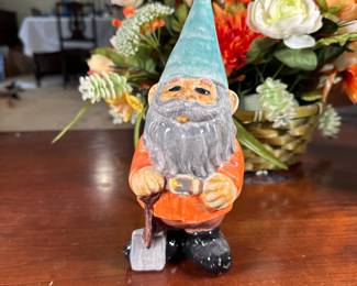 Hand-painted ceramic gnome 8"H
