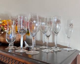 Group of stemware, miscellaneous, some with WV Symphony and Cecil Underwood gold logos