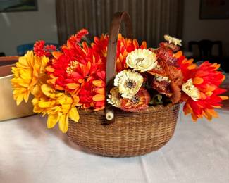 Handled basket with fall arrangement 14"H x 14"W