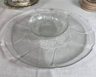 Vintage Arcoroc 13" platter and dip bowl