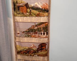 Vintage fabric Switzerland 1990 wall calendar 