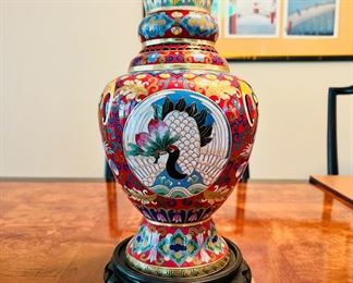 Large Chinese Cloisonné enameled metal vase
