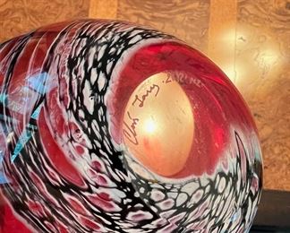 Rare art glass vase by Chris Lary, New Zealand