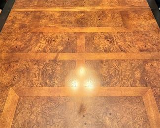 Very nice Century Furniture Chin Hua by Raymond Sobota Asian Chinoiserie dining table with four side chairs, two captains chairs, two leaves & full table pads.  46”W x 76”L and expands to 112”L with the 2 - 18” leaves 