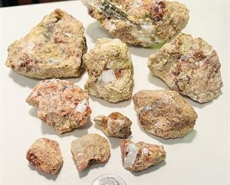 Nice amateur geology collection, including these Red Zircon specimens of various sizes