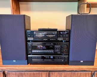 Sony 3-piece Audio/Video Control Center + Stereo Cassette Deck + 5 CD Changer and a pair of vintage JBL G300 Loudspeakers.  The speakers will be sold separately from the Sony System