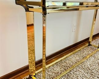 Mid Century brass & glass console table in excellent vintage condition