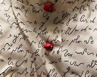 Very cute vintage ladies real silk blouse with lady bug buttons