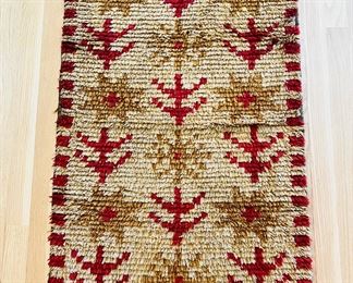 24” x 44” vintage Moroccan Boucherouite wool rug