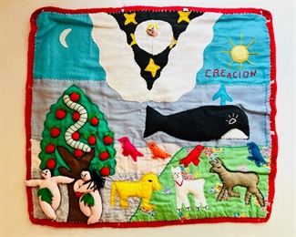 Vintage Peruvian Arpillara wall hanging