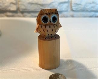 Japanese Sasano Ittobori wood carved owl