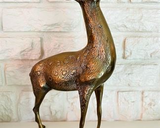 14 1/2” tall vintage brass deer