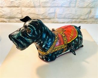 Antique Marx tin litho wind-up “Scottie” dog toy