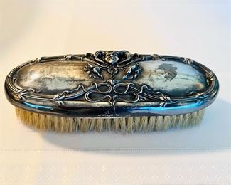 Antique Art Nouveau silver plate brush by Derby Silver Co.