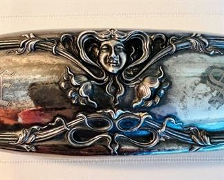 Antique Art Nouveau silver plate brush by Derby Silver Co.