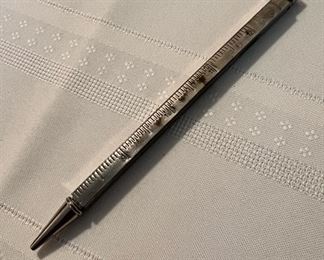 Rare & unique silver tone pencil telescoping ruler.  Extends to 12”