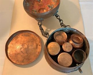 Antique hand hammered copper Indian Betal-nut Box