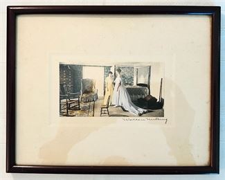 Antique Wallace Nutting colored print and hand signed