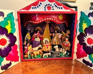 Vintage Peruvian Folk Art Nativity diorama 