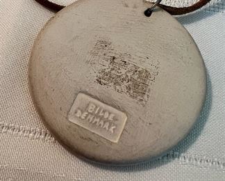 Signed Gunver BILDE Sorensen, Denmark ceramic pendant necklace 