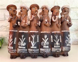 Vintage Peruvian clay Ocarina 6-Figure Flute