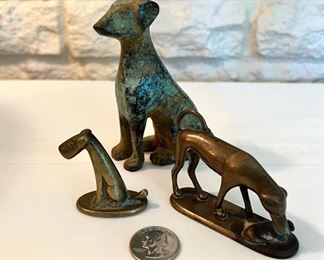 Vintage brass & bronze dog figures