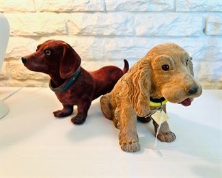 Vintage felted nodding head dogs