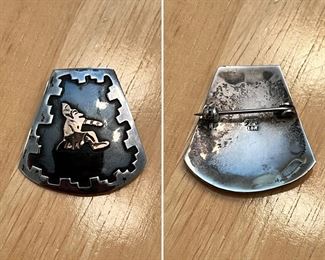 .925 & 18K marked brooch