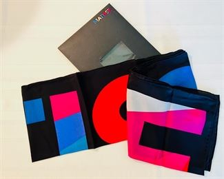 Never Used vintage Block Print Matisse 100% silk scarf in original packaging