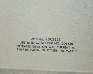 MODEL 4DC6325 RECORD PLAYER