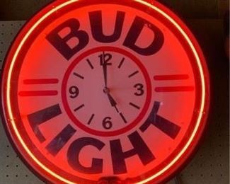 Vintage 1992 Bud Light Budweiser Neon Sign Clock 20" - RARE clock does not work