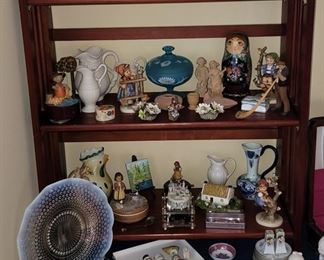 Collectibles including Goebel Hummels, German wooden music boxes, Russian nesting dolls and more!