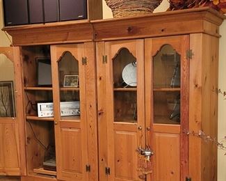 Lighted Display Cabinets. The left one has a pull-out shelf for a record player.