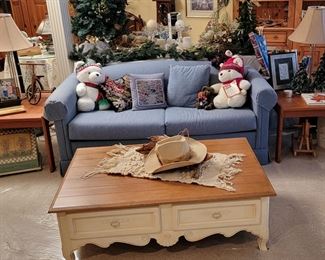 Stearnes & Foster sleeper sofa and Danish side tables